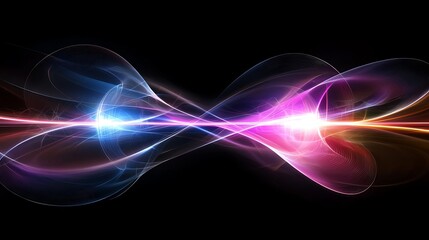 Wall Mural - Abstract energy waves, glowing light, dark background, technology concept.