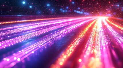 Wall Mural - Abstract glowing lines converging, cosmic background, futuristic concept, website banner.
