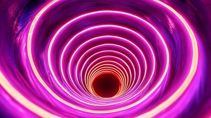 Wall Mural - Abstract purple neon tunnel, swirling light, futuristic background, ideal for tech or science visuals.