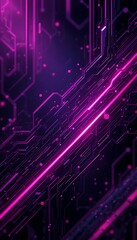 Wall Mural - abstract digital circuit board with glowing pink and purple lines