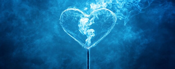 Aufkleber - Smoke forming a heart shape with a blue background