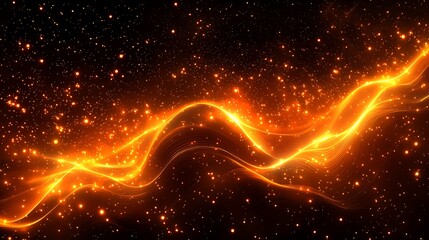 Wall Mural - Golden energy wave, cosmic dust, abstract background, for design.