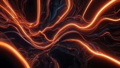 Wall Mural - abstract orange glowing lines creating a dynamic network visualization