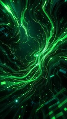 Wall Mural - glowing green lines and shapes abstract background for technology designs