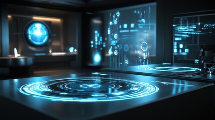 Quantum System Glowing Under Vibrant Binary Hologra.