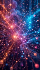 Wall Mural - abstract data network connecting points with glowing nodes and lines