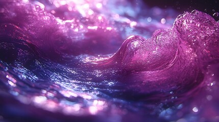 Poster - Abstract purple blue liquid wave, swirling motion, dark background, digital art, for design