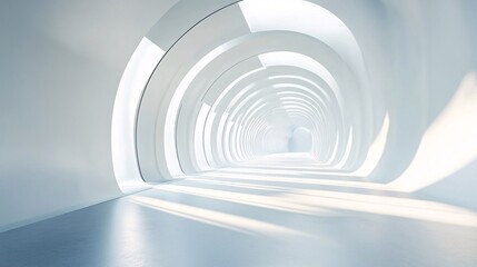 Wall Mural - Bright light shining at end of white tunnel