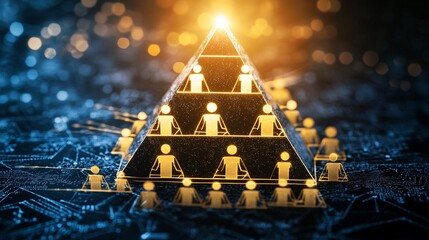 Aufkleber - Glowing pyramid showing corporate hierarchy and roles in organization