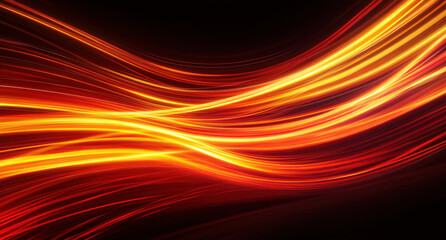 Wall Mural - abstract light trails in vibrant red and yellow colors create dynamic visual effect, evoking energy 