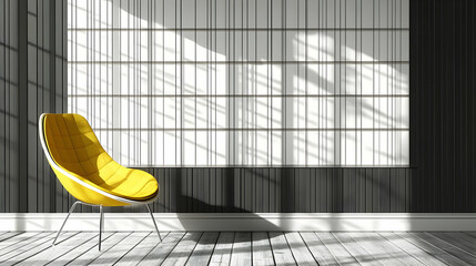 Wall Mural - Yellow chair, modern room, sunlit wall