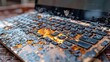 © riyanah  - A severely fire damaged laptop keyboard is shown