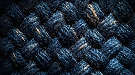 A detailed macro shot of a intricately woven blue textile. The image showcases the texture and pattern of the threads Macro Texture Backgrounds. Intricate Macro detail of Blue Textile Weave