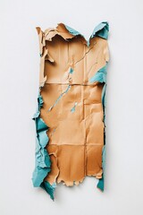 Poster - Torn cardboard revealing blue interior on white background