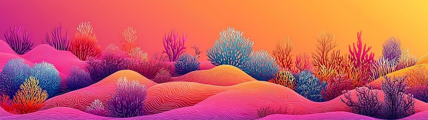 Wall Mural - marine hard organic vibrant abstract coral reef landscape with dynamic colors and intricate patterns