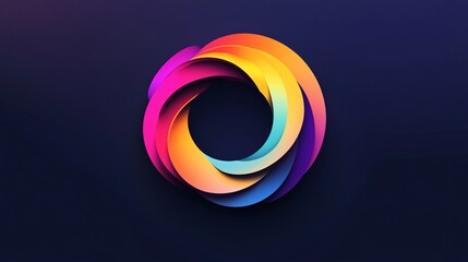 Poster - Abstract colorful gradient swirl is spinning on dark background