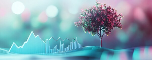 Poster - Growing tree with financial chart symbolizing investment success