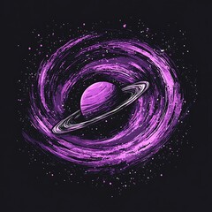 Canvas Print - Artistic space planet swirling galaxy. Use T-shirt design or poster