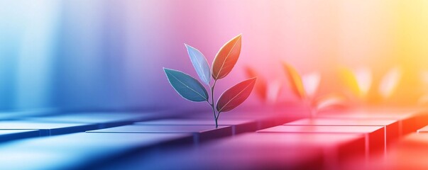 Poster - Green plant growing from computer keyboard keys