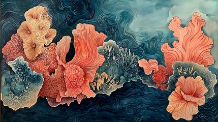 Wall Mural - species zoology surface vibrant underwater coral reef illustration with detailed texture and fluid b