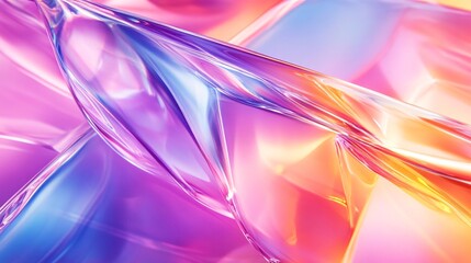 Leinwandbilder - Abstract background of intertwining iridescent shapes reflecting light