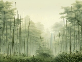 Wall Mural - misty morning in the forest