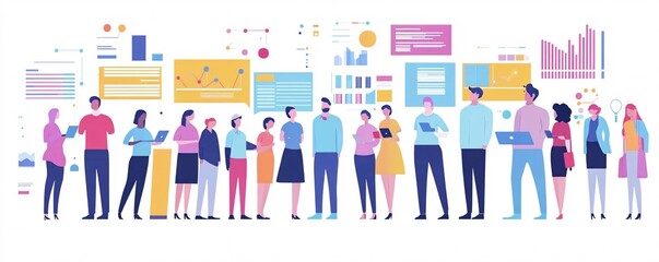 Poster - Business people working together analyzing financial statistics using big data analytics