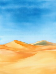 Leinwandbilder - Golden sand dunes create a serene landscape under a clear blue sky during a sunny day in a desert region. Generative AI