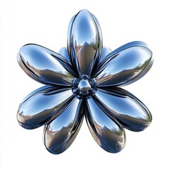 Sticker - Reflective Flower Sculpture in Metallic Finish for Artistic Display