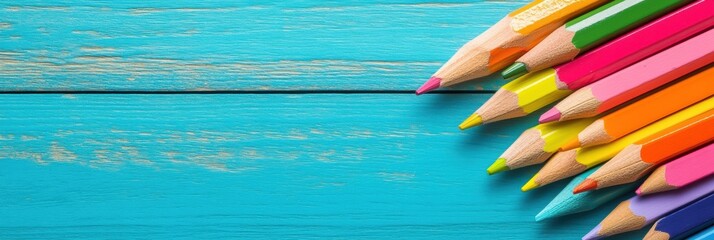 Poster - Bright wooden desk holds an open notebook and a pencil in a spacious area ready for creative writing and notes. Generative AI
