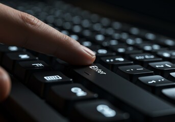 finger pressing enter key on black keyboard