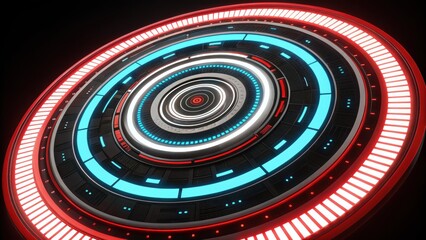 Wall Mural - Futuristic circular design with glowing lights