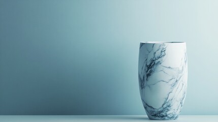 Poster - White marble vase on light teal background