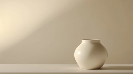 Poster - Cream Vase on a Light Beige Surface