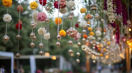 Poster - Stunning display of vibrant flowers and decorative elements creating a beautiful outdoor scene : Generative AI