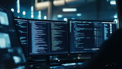 Software Developers Code on Multiple Monitors Nightly, Improving Efficiency Dramatically.