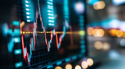 Leinwandbilder - Dynamic stock market data analysis with ascending financial chart and glowing indicators : Generative AI