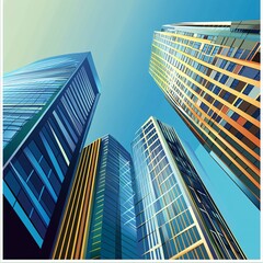 Aufkleber - Modern buildings reaching for the sky on sunny day