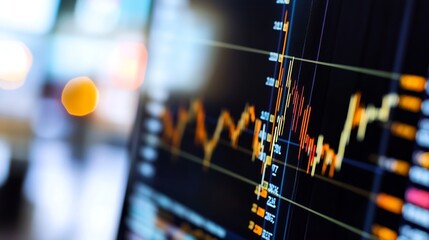 Poster - Dynamic stock market graph display with fluctuating lines representing financial analysis and investment : Generative AI