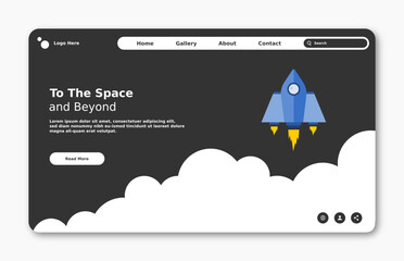 Wall Mural - landing page template with startup concept. development technology. vector illustration