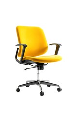 Wall Mural - Yellow leather swivel office chair isolated on white background, furniture home decoration design	