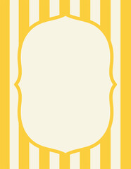 Wall Mural - retro frame. trendy doodle poster or blank postcard template with yellow stripes and textbox in vint