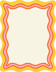 Wall Mural - retro frame. vintage doodle border with multicolored wavy scalloped edge and empty space for text. c