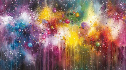 Wall Mural - colorful cosmic nebula, vibrant explosion, starry background, abstract art, website header