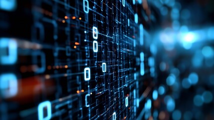 Leinwandbilder - Abstract representation of digital data streams with binary code illustrating technology connectivity and modern progress : Generative AI