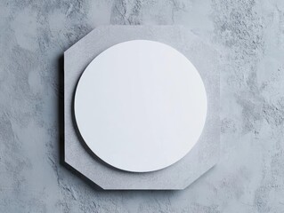 Poster - White circular mirror hanging on a smooth gray wall in a modern interior design setting
