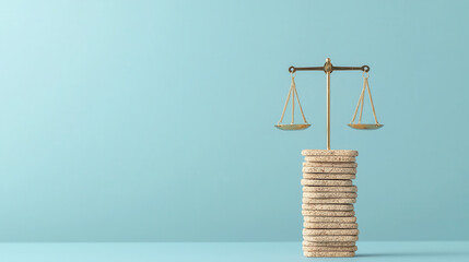 Leinwandbilder - balance scale placed on stack of coins symbolizes financial decision making and importance of weighing tax payments against savings