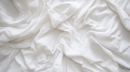 Fototapete - A closeup shot of white fabric elegantly wrinkled and draped with soft natural light emphasizing texture : Generative AI