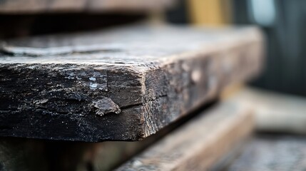 Fototapete - Close up view of weathered wooden planks showcasing intricate textures and natural patterns : Generative AI