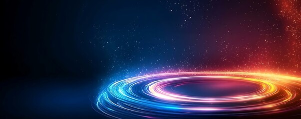 Wall Mural - format system path glowing light trails in vibrant colors on a dark background for artistic concepts